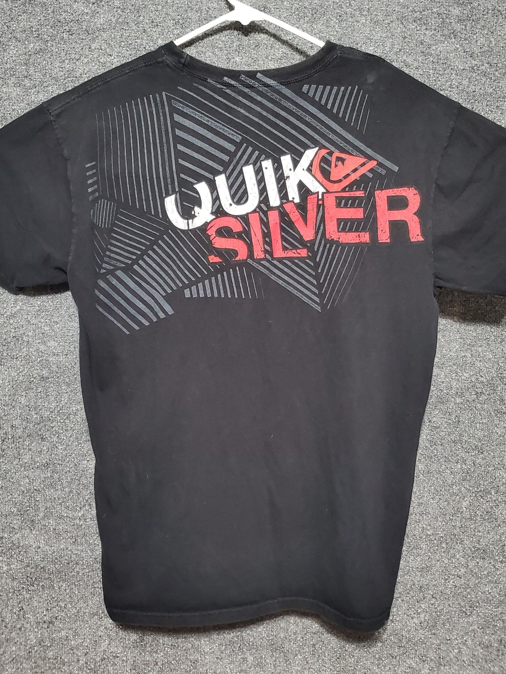 Quiksilver Shirt Mens Large Black Red Gray Surf Skate Retro Front Double Sided
